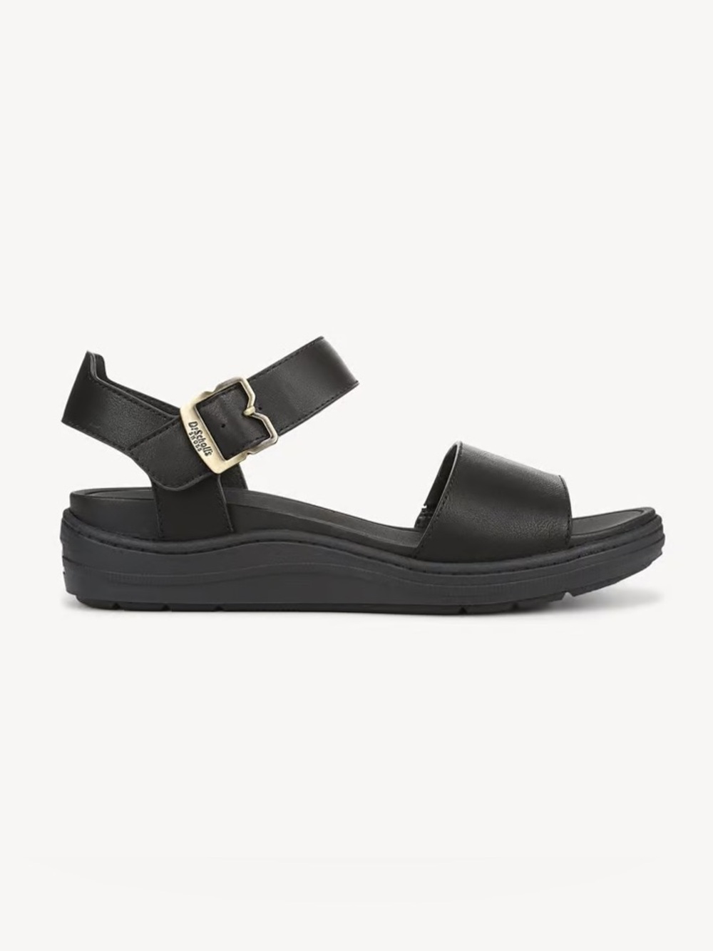 Dr. Scholls Women's Time Off Sky Sandal black 7.5 black leather strappy shoes - Picture 3 of 15